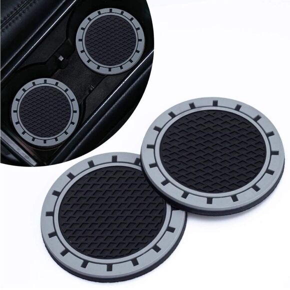 Ford Logo Car Cup Coasters in Black and Gray Set of 2 NWT - Picture 4 of 7